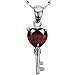 Garnet Cubic Zirconia 3.6ct Heart Key Platinum Overlay CAREFREE Sterling Silver Pendant Necklace