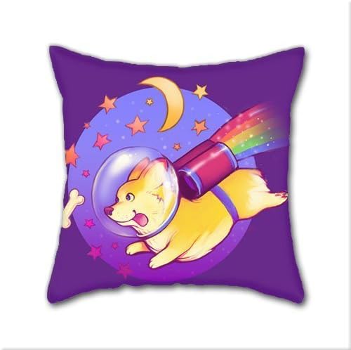 See You Space Corgi DIY Decorative Pillow Cases,Natural Cotton Square Throw Pillow Case Cushion Cover,18 x 18 Inch(45cm x 45cm)