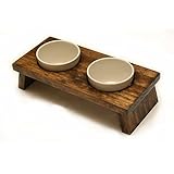 KMG Designs designer small pet food bowl set walnut