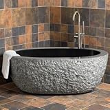 60 Augustus Chiseled Stone Tub - Black Granite