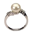 Lovers Embrace White Cultured Pearl Cubic Zirconia Platinum Overlay Sterling Silver Ring