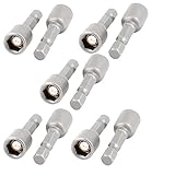 uxcell　六角ナットドライバー　グレー　10個入り　金属　磁気六角ナットドライバー