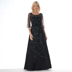 Formal Evening Gown. Mother of Bride Groom Dress for Wedding, Party by Sean Collection (7331) Black/Gun