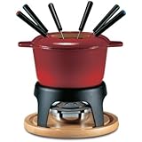 Swissmar F66705 Sierra 1.6-Quart Cast Iron Meat Fondue Set, 11-Piece, Cherry Red