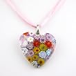 Handmade Heart Shaped Murano Pendant- Jenny with Pink Cord