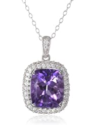 Sterling Silver 5.62cttw Created White Sapphire Pendant Necklace, 18"