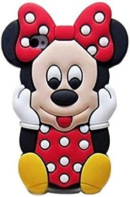 Cute 3D Mickey Minnie Mouse With Red Bow Case Soft Silicon Dots Cover For Apple Iphone 4 4S 4G