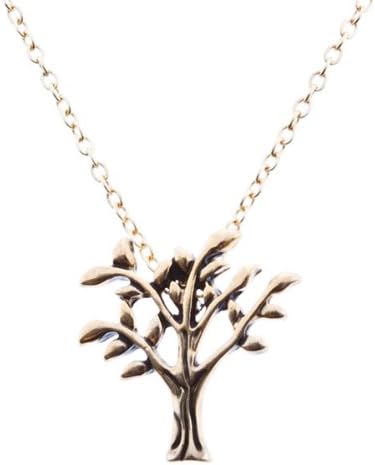 JD001 Gold Tone Dainty & Delicate Tree of Life Necklace, 16in Necklace