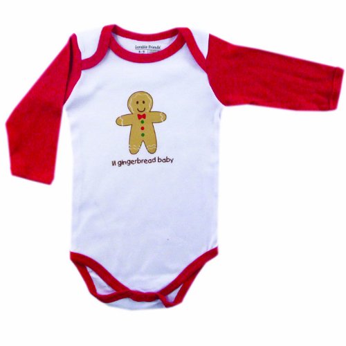 Luvable Friends Christmas Bodysuit, Lil Ginger Bread Baby, 9-12 Months
