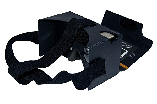Google Cardboard Kit V2 Black by MINKANAK Big Lens 3D Virtual Reality Cardboard Glasses with Head Strap Nose Pad and NFC,Compatible with 3-6inch Screen Android and Apple Smartphone