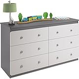 Cosco Products Willow Lake 6-Drawer Dresser, Light Slate Gray/White Stipple