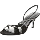 Martinez Valero Curran Chiffon And Satin Jeweled Mid Heel