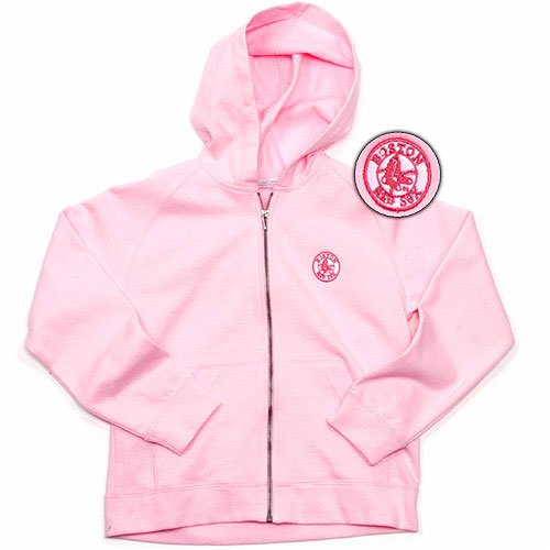 Boston Red Sox MLB Girls Lucky Full Zip Hooded Jacket (Pink)