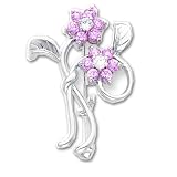 Rhodium-plated Pink CZ Flower Pin