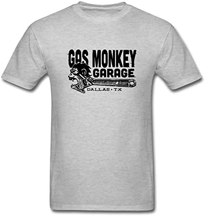 Baigo Gas Monkey White Car T Shirts Crew-Neck for Men Grey L