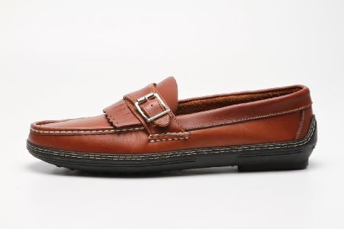 Handsewn Company Men's Buckle Kilt Driver Loafers brown Leather Designer Shoe 8.5 W