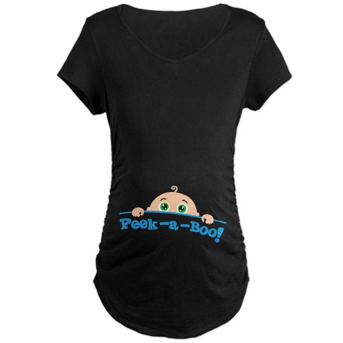 CafePress Maternity Dark T-Shirt - Peek a Boo Maternity T-Shirt