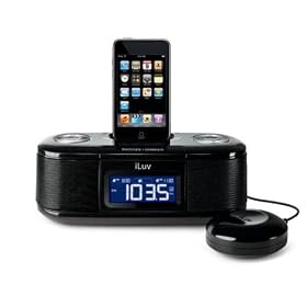iLuv iMM153BLK Dual Alarm Clock with Bed Shaker for your iPod - Black by iLuv