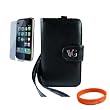 ITouch Accessory Kit for Apple iPod touch 8GB 32GB 64G 3rd 3G Generation NEWEST MODEL , Includes: Black VG Brand Permium Durable Leather Flip Wallet Carrying Case + Ipod Touch 3rd Generation Screen Protector + Orange Vangoddy TM, VG Wrist Band!!!