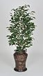 Artificial Green Ficus Floor Plant in Hammered Metal