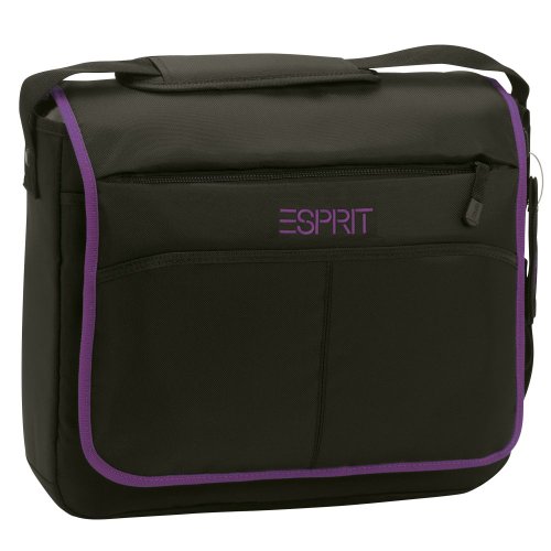 ESPRIT Messenger/Laptop Tasche SuperLight, black-violet, 41x35x7, 11833 Preisvergleich