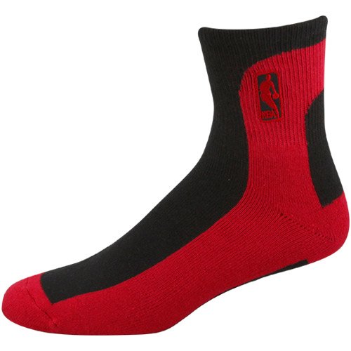 Nba Logo Bold Quarter Sock - Red/Black Large