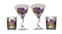 ArtisanStreet's Jeweled Martini Glasses with Candle Holders. Set of 4. Hand Painted, Signed