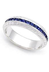 Platinum Channel set Blue Sapphire Eternity Band Ring