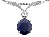 1.42 cts Genuine Round Black Sapphire Pendant - 14kt White or Yellow Gold