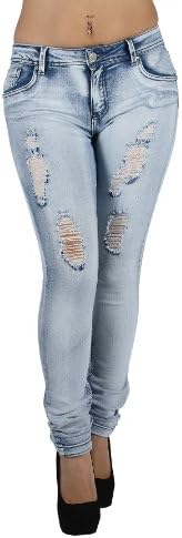 Style 09 - Light Faded Ripped Classic Skinny Jeans in Light Blue Size 3