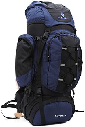 Commercial Ark 70L Polyester Canvas Internal Frame Camping Hiking Trekking Backpack with Waterproof Cover (blue)