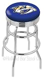 Nashville Predators 25 Inch Chrome Double Ring Swivel Bar Stool with Ribbed Accent Ring