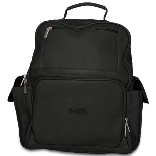MLB Atlanta Braves Black Leather Computer Backpack