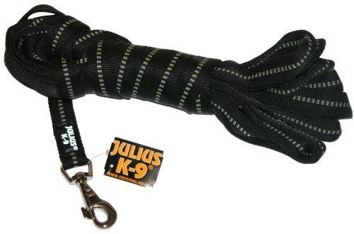 214-NL-10S Julius K9® IDC-Leine Schleppleine nachleuchtend – 25mm breit – 10m lang mit Handschlaufe – K-9 Hundeleine