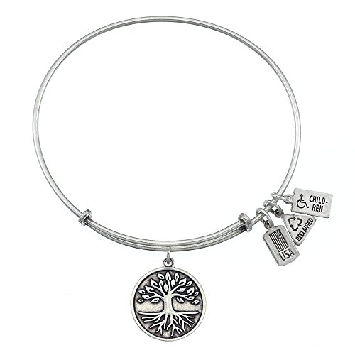 Wind and Fire Tree of Life Charm Bangle Bracelet Antique Silvertone Finish