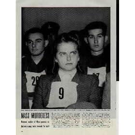 MASS MURDERESS: Irma Grese listens pensively to testimony of her deeds. Woman leader of Nazi guards at Belsen camp sets record for evil. Grese was among the 44 people accused of war crimes at the Belsen Trial. She was tried over the first period of the trials (September 17 to November 17, 1945) and was represented by Major L. Cranfield. Grese and ten others (eight men and two other women; Juana Bormann and Elisabeth Volkenrath) were convicted for crimes against humanity in both Auschwitz and Belsen and then sentenced to death. As the verdicts were read, Grese was the only prisoner to remain defiant;[5] her subsequent appeal was rejected. Irma Grese is the youngest woman to die judicially under English law in the 20th century. ..... 1945 LIFE Magazine Picture, A3094A