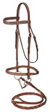 ENGLISH LEATHER Chestnut Raised Snaffle Bridle with Blue Rhinestones