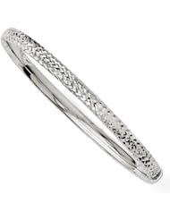 Leslies 14k White Gold 4.75mm Diamond-cut Hinged Bangle
