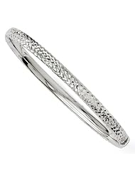 14k White gold Leslies 4.75mm Diamond cut Hinged Bangle