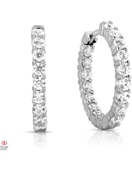 Gorgeous1 3/4CTTW Diamond Hoop Earrings 14K White Gold