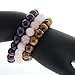 Gem Stone King 10mm Simulated Rose Quartz, Simulated Amethyst and Simulated Tiger's Eye Stretchy Bracelet Set
