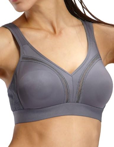 Yvette Women Sports Bra #6008, Grey, 40DDD/90DDD