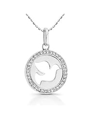 0.13 total carat Round Brilliant Cut Diamond Designer Peace/Dove Pendant in 14k Gold