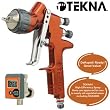 Devilbiss TEKNA Model No. 703496 Copper Uncupped High Efficiency Gravity Feed Spray Gun with both 1.3 and 1.4mm Fluid Tip Set-ups for Basecoat and Clearcoat (Includes a Digital Air Adjusting Valve)