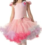 POPATU - Pink Petti Dress with Rainbow Multicolor Ruffles