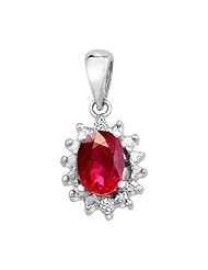 10k White Gold Ruby and Diamond Pendant