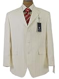 Sean John - Sean John Mens 3 Button White Pinstripe Linen Sport Coat / Blazer / Jacket - Size 44S