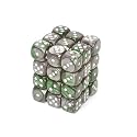 ChessexGemini 12mm d6 Green-Steel/White Dice Block (36)