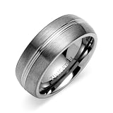 Rounded Edge Brush Finish 8mm Comfort Fit Mens Tungsten Carbide Wedding Band Ring Size 8