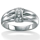 Diamond Platinum Over Sterling Silver Modern Ring